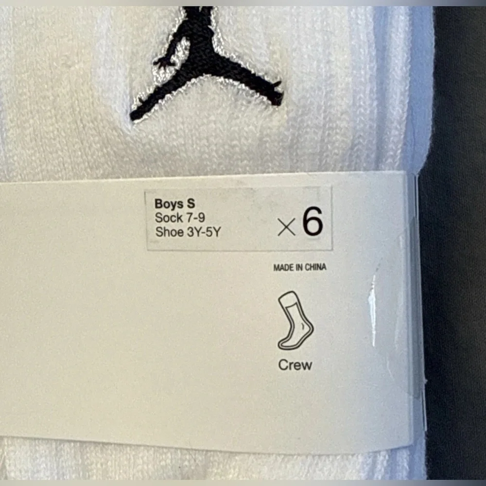 Nike Air Jordan Basketball Cushioned Crew Socks 6-Pack white adult size S M L XL